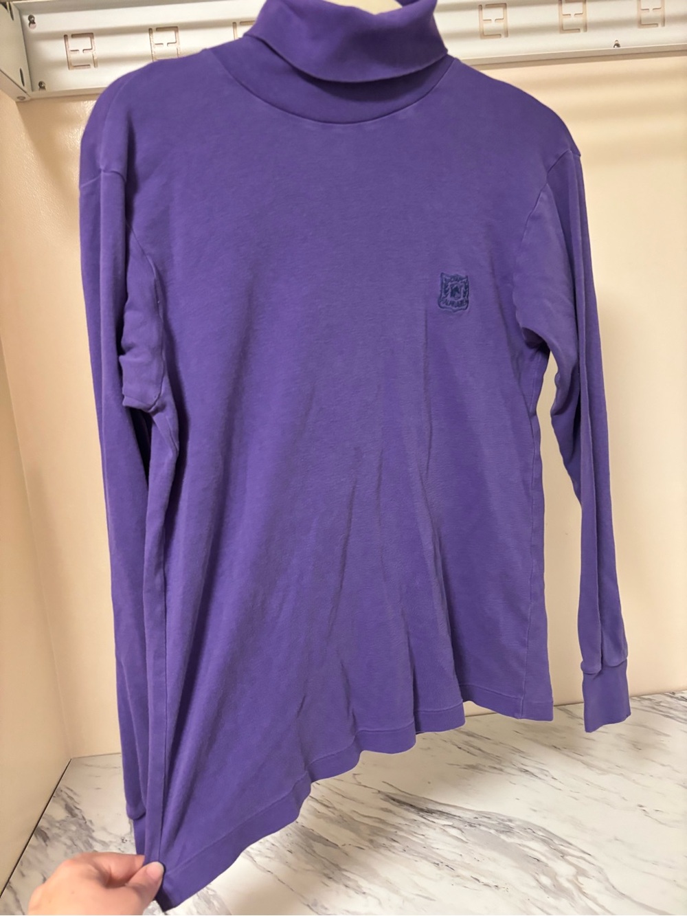Vintage Chaps Ralph Lauren Purple Crest Turtleneck Shirt 100% Cotton - Small